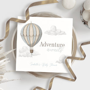 Adventure Awaits Hot Air Balloon Boy Baby Shower Napkin