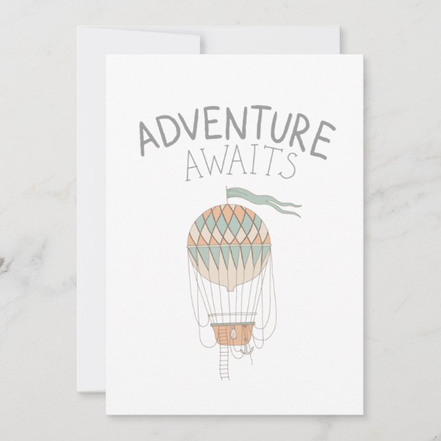 Adventure Awaits Hot Air Balloon Holiday Card (Front)