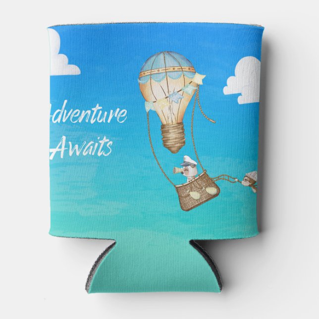Adventure Awaits Hot Air Balloon Monkey Animals  Can Cooler (Front)
