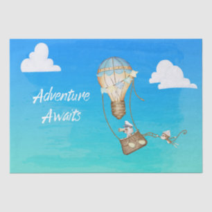Adventure Awaits Hot Air Balloon Monkey Animals Tissue Paper