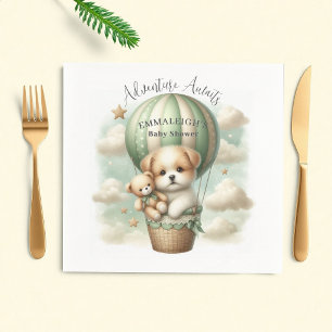 Adventure Awaits Hot Air Balloon Puppy Baby Shower Napkin