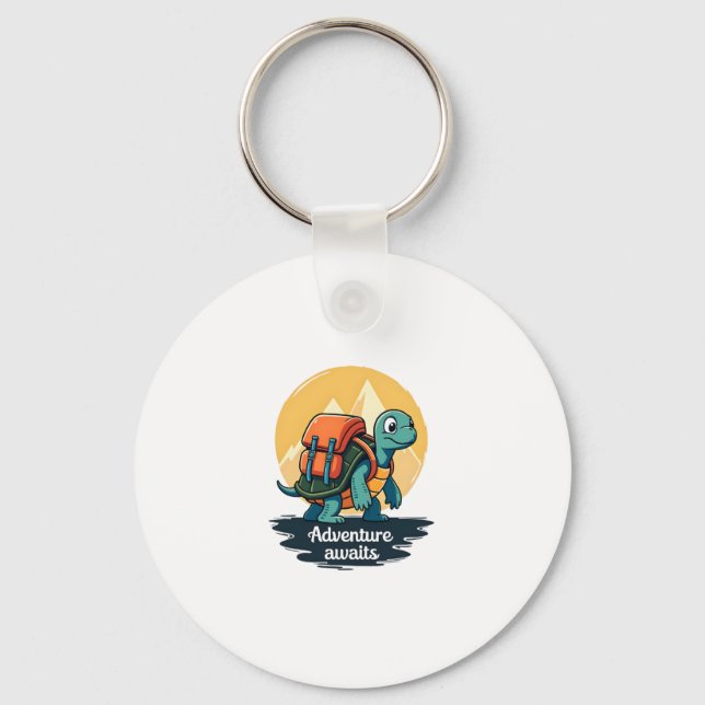 Adventure Awaits is Hiking Adventures is Outdoor A Keychain (Front)