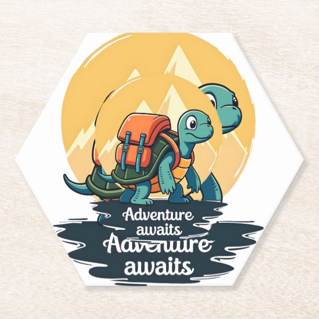 Adventure Awaits is Hiking Adventures is Outdoor A Paper Coaster (Front)