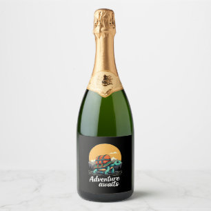Adventure Awaits is Hiking Adventures is Outdoor A Sparkling Wine Label