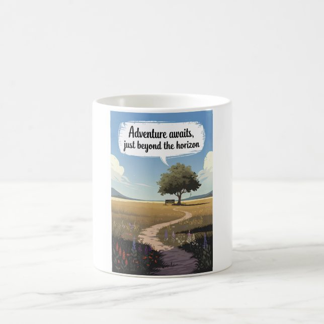 Adventure awaits, just beyond the horizon coffee mug (Center)