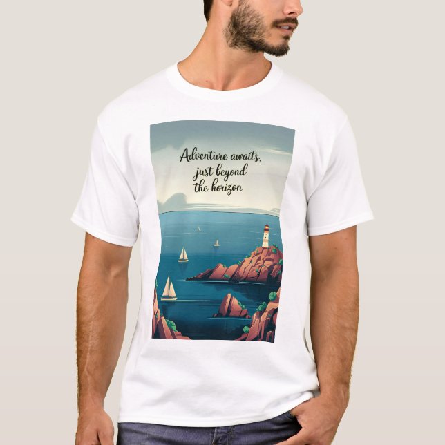 Adventure awaits, just beyond the horizon T-Shirt (Front)