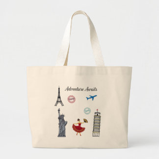 Adventure Awaits Large Tote Bag
