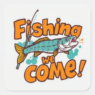 Adventure Awaits: Let's Go Fishing! Square Sticker