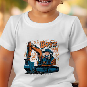 Adventure Awaits: Little Boy in Bulldozer Toddler T-shirt