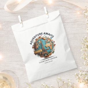 Adventure Awaits Modern Globe Baby Shower Favour Bag