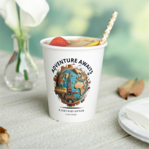 Adventure Awaits Modern Globe Baby Shower Paper Cu Cups