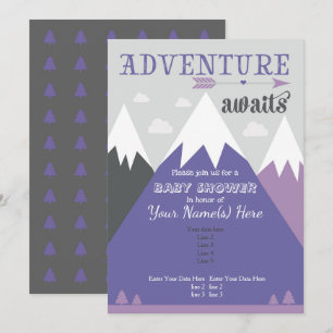 Adventure awaits Mountain Baby Shower Invitation