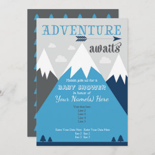 Adventure awaits Mountain Baby Shower Invitation