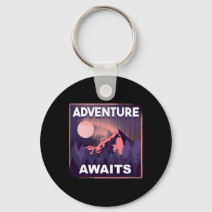 Adventure Awaits Mountain Climbing Outdoor Hiking Keychain
