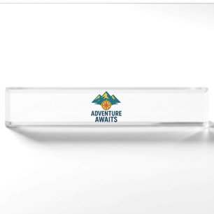 Adventure Awaits – Mountain & Compass Car Decal Nameplate