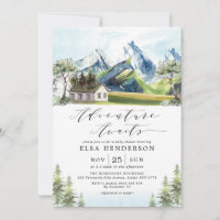 Adventure Awaits Mountain Forest Baby Shower Invit