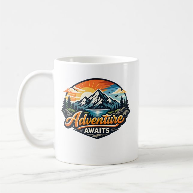 Adventure Awaits – Mountain Landscape Outdoor  Coffee Mug (Left)
