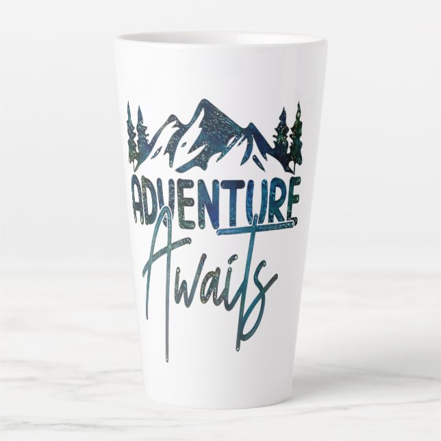 Adventure Awaits, Mountain Latte Mug (Front)