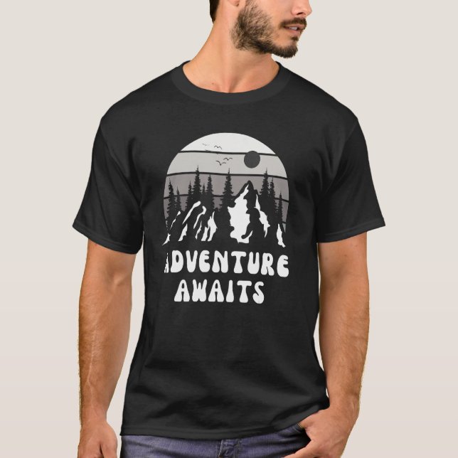 Adventure Awaits Mountain Nature Hiking Travel Roa T-Shirt (Front)