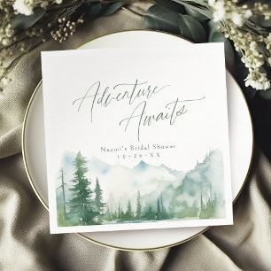 Adventure Awaits Mountain Rustic Bridal Shower Napkin