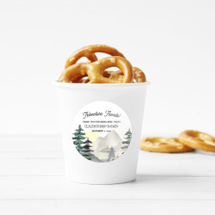 Adventure Awaits! Mountains & Forest Thank You Classic Round Sticker