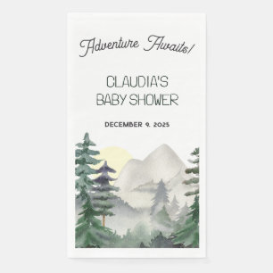 Adventure Awaits! Mountains & Forest Thank You Napkin