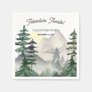Adventure Awaits! Mountains & Forest Thank You Napkin