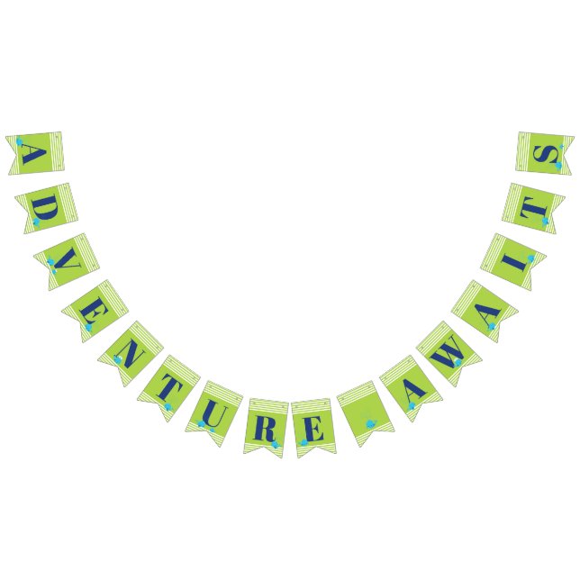 Adventure Awaits Nautical Cute Whales Baby Shower Bunting Flags (All)