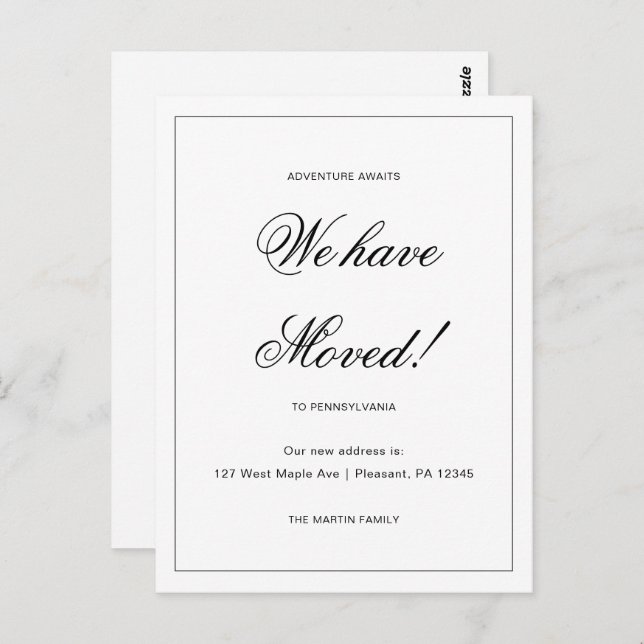 Adventure Awaits New Address Moving Announcement Postcard (Front/Back)