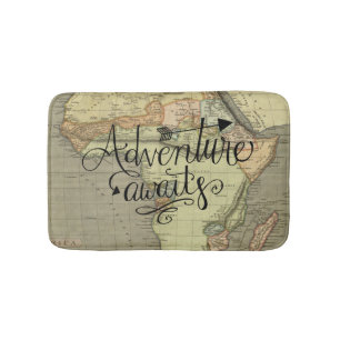Adventure Awaits Old World Map Bath Mat