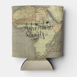 Adventure Awaits Old World Map Can Cooler