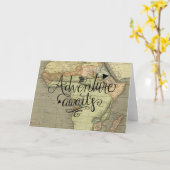 Adventure Awaits Old World Map Card (Yellow Flower)