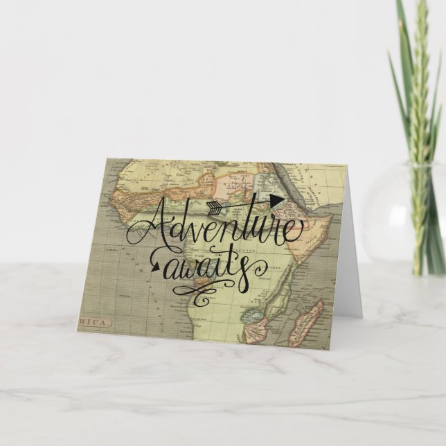 Adventure Awaits Old World Map Card (Front)