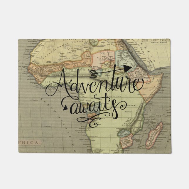 Adventure Awaits Old World Map Doormat (Front)