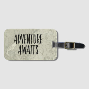 Adventure Awaits Old World Map Luggage Tag