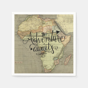 Adventure Awaits Old World Map Napkin