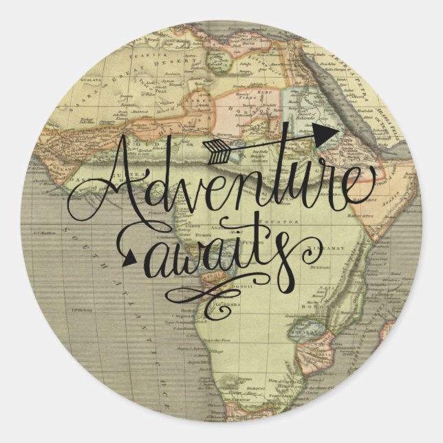 Adventure Awaits Old World Map Sticker (Front)