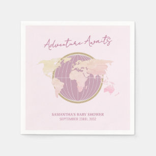 Adventure Awaits Passport-Themed Baby Shower Napkin
