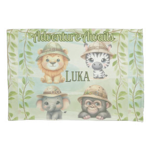 Adventure Awaits Personalize Safari Woodlands  Pillowcase