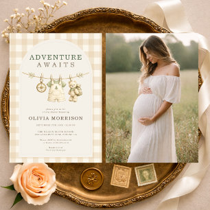 Adventure Awaits Photo Baby Shower Invitation