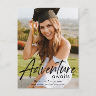 Adventure Awaits Photo Graduation Announcement Postcard