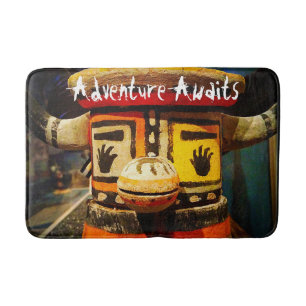 Adventure Awaits Quote Kachina Doll Photo Cute Bath Mat