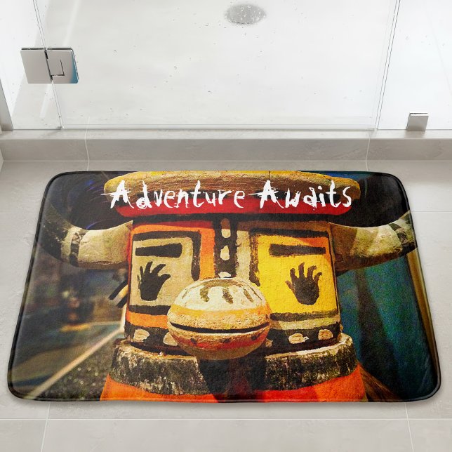 Adventure Awaits Quote Kachina Doll Photography Bath Mat (Creator Uploaded)