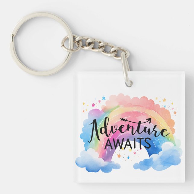 Adventure Awaits Rainbow Keychain (Front)