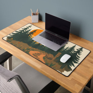 Adventure Awaits Retro Mountain Desk Mat