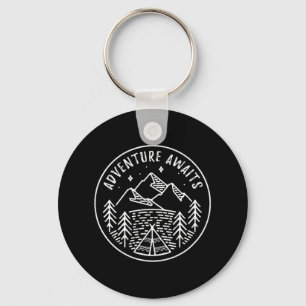 Adventure Awaits Retro Summer Camp Tent Shirt For Keychain