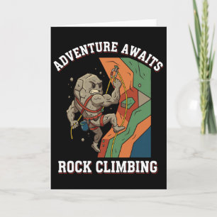 Adventure Awaits Rock Climbing Fun Art  Card