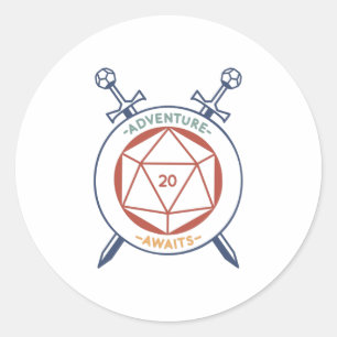 ADVENTURE AWAITS RPG DESIGN CLASSIC ROUND STICKER