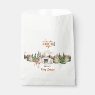 Adventure Awaits Rust Orange Mountain Baby Shower Favour Bag