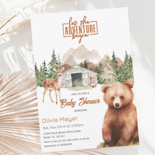 Adventure Awaits Rustic Mountain Baby Shower Invitation (Creator Uploaded)